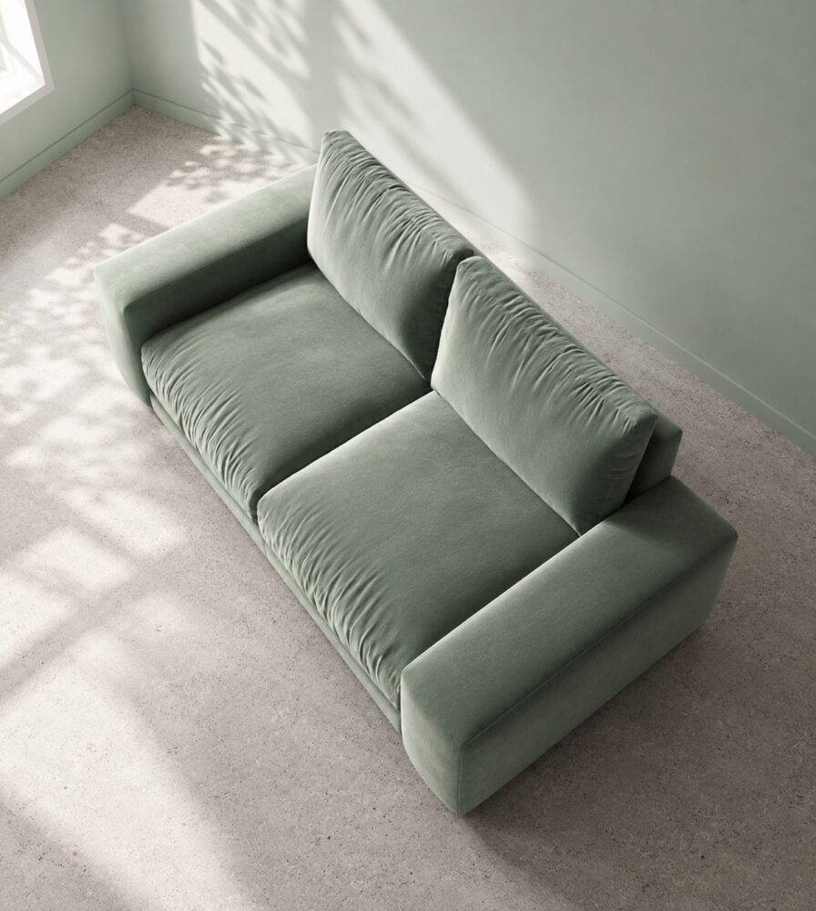Denver 2 Seater Sofa - Mint Green Velvet - Image 4
