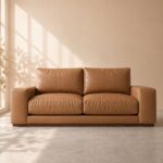 Denver 2 Seater Sofa - Tan Brown Leatherette