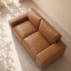 Denver 2 Seater Sofa - Tan Brown Leatherette - Thumbnail Image 3
