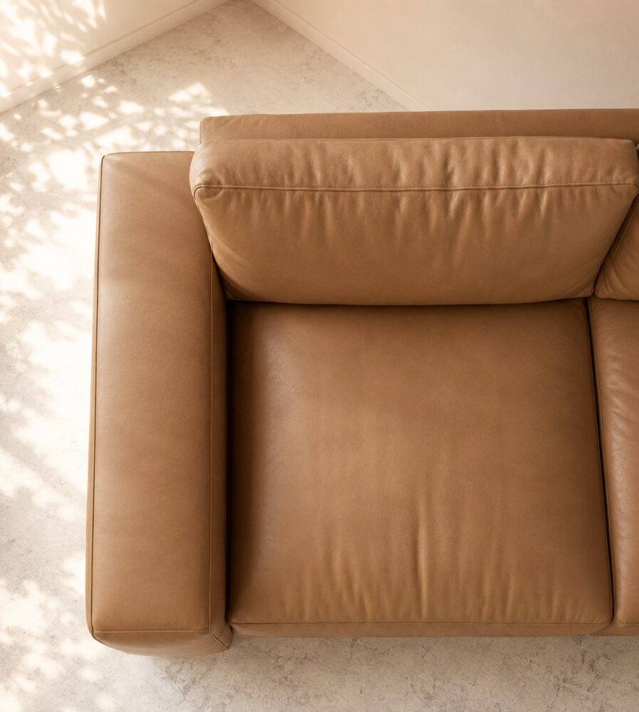 Denver 2 Seater Sofa - Tan Brown Leatherette - Image 2