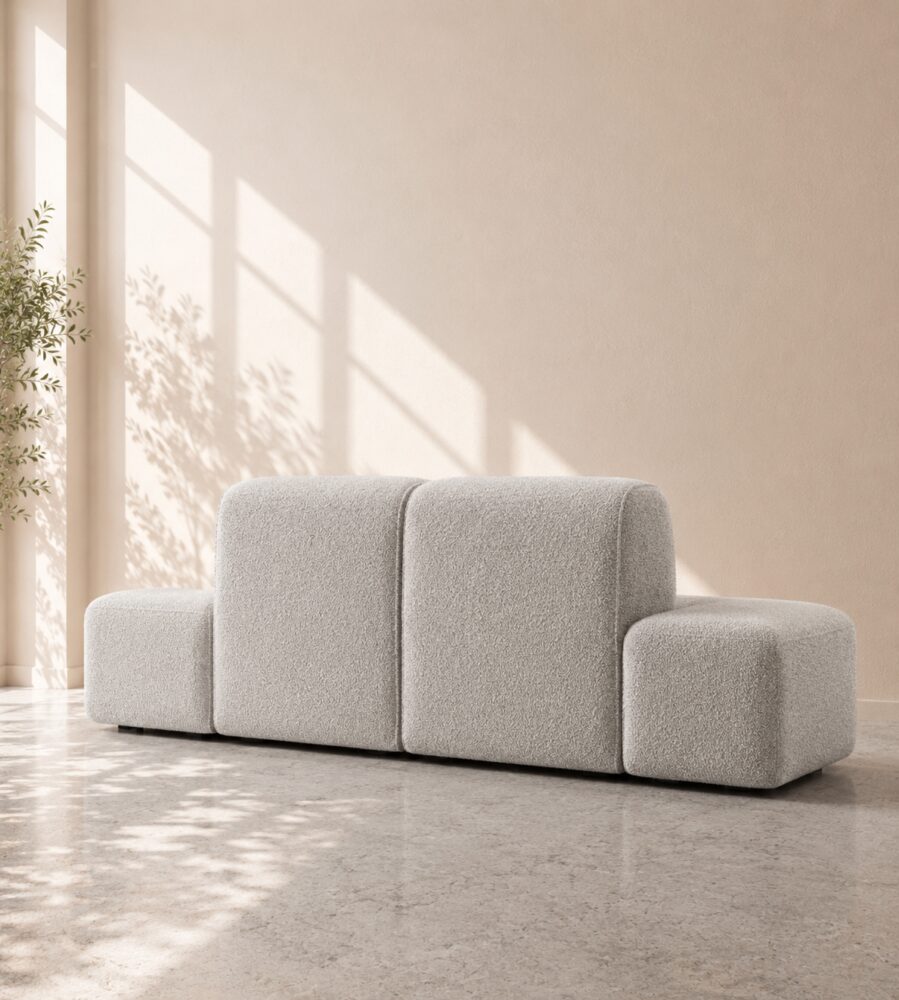 Dudley 4 Seater Sofa - Light Grey Boucle - Image 3