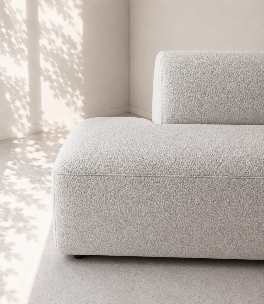 Dudley 4 Seater Sofa - Light Grey Boucle - Image 4