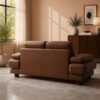 Fermo 2 Seater Sofa - Brown Leatherette - Thumbnail Image 2