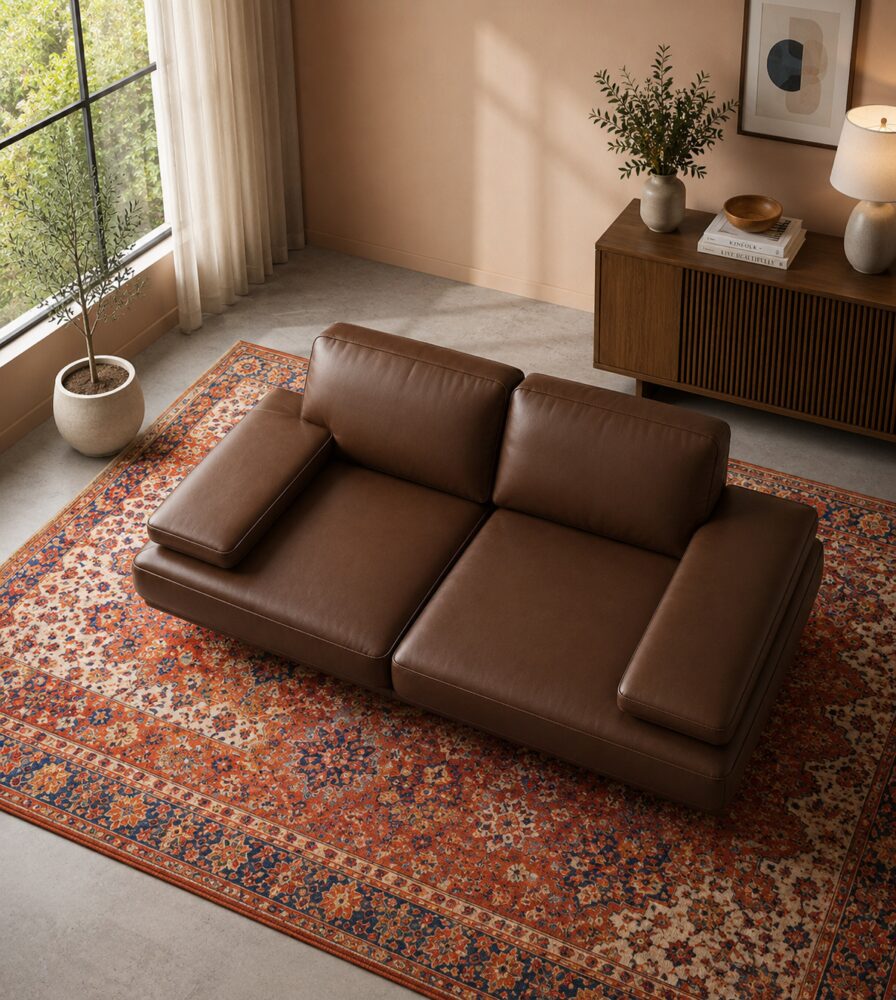 Fermo 2 Seater Sofa - Brown Leatherette - Image 3