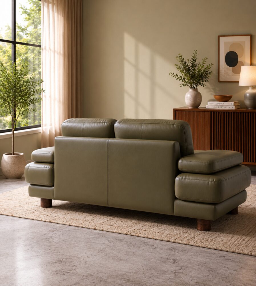 Fermo 2 Seater Sofa - Olive Green Leatherette - Image 5