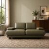 Fermo 2 Seater Sofa - Olive Green Leatherette - Thumbnail Image 1