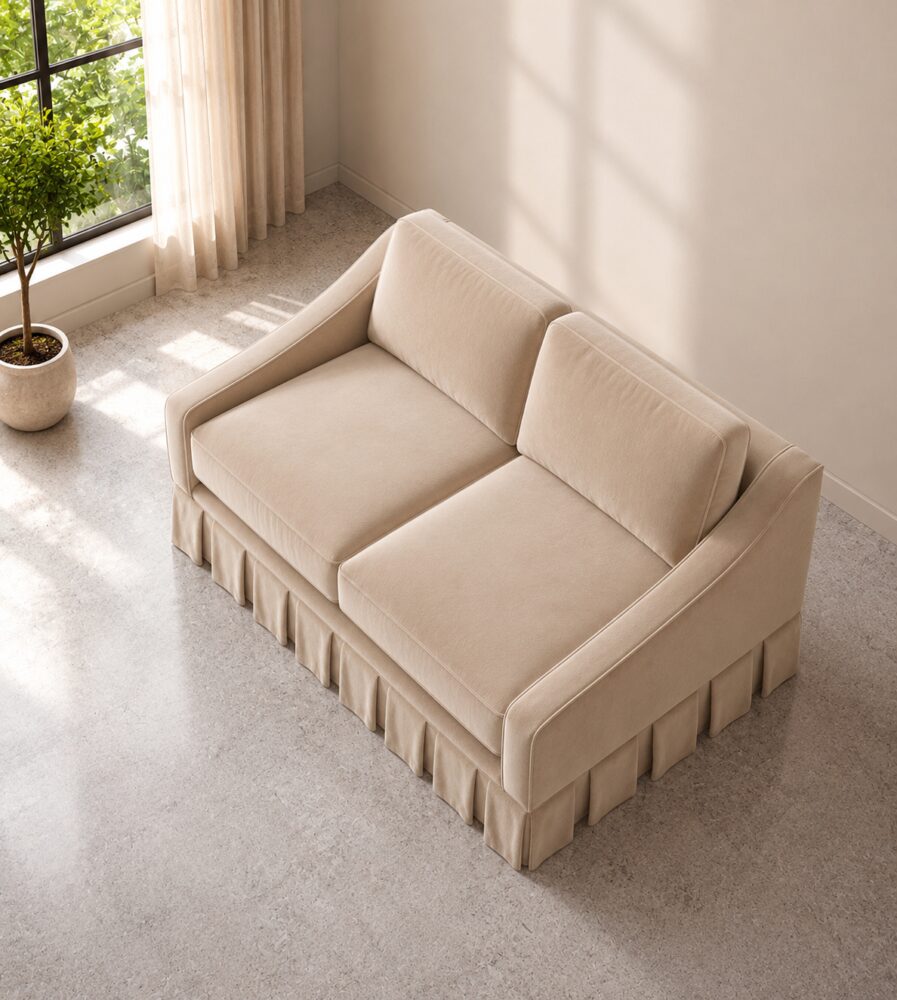 hambleton 2 Seater Sofa - Beige Velvet - Image 2