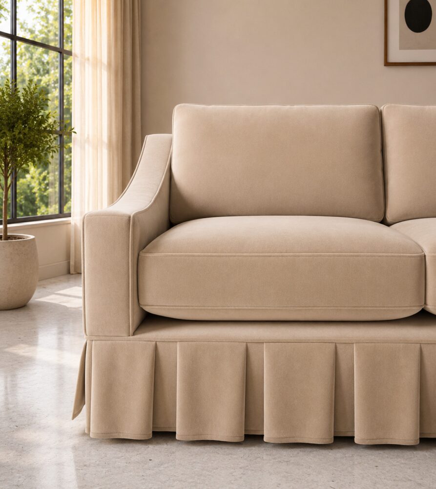 hambleton 2 Seater Sofa - Beige Velvet - Image 4