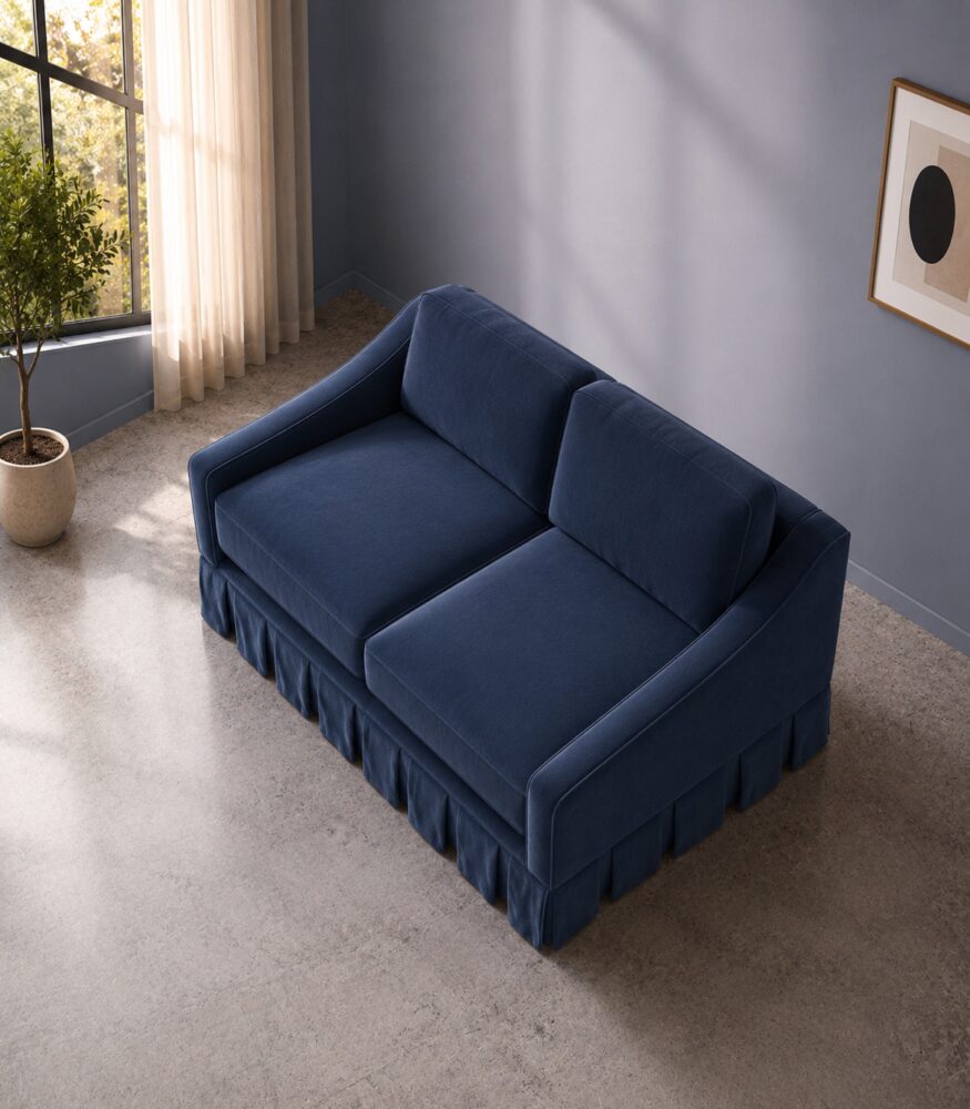 Hambleton 2 Seater Sofa - Dark Blue Velvet - Image 2
