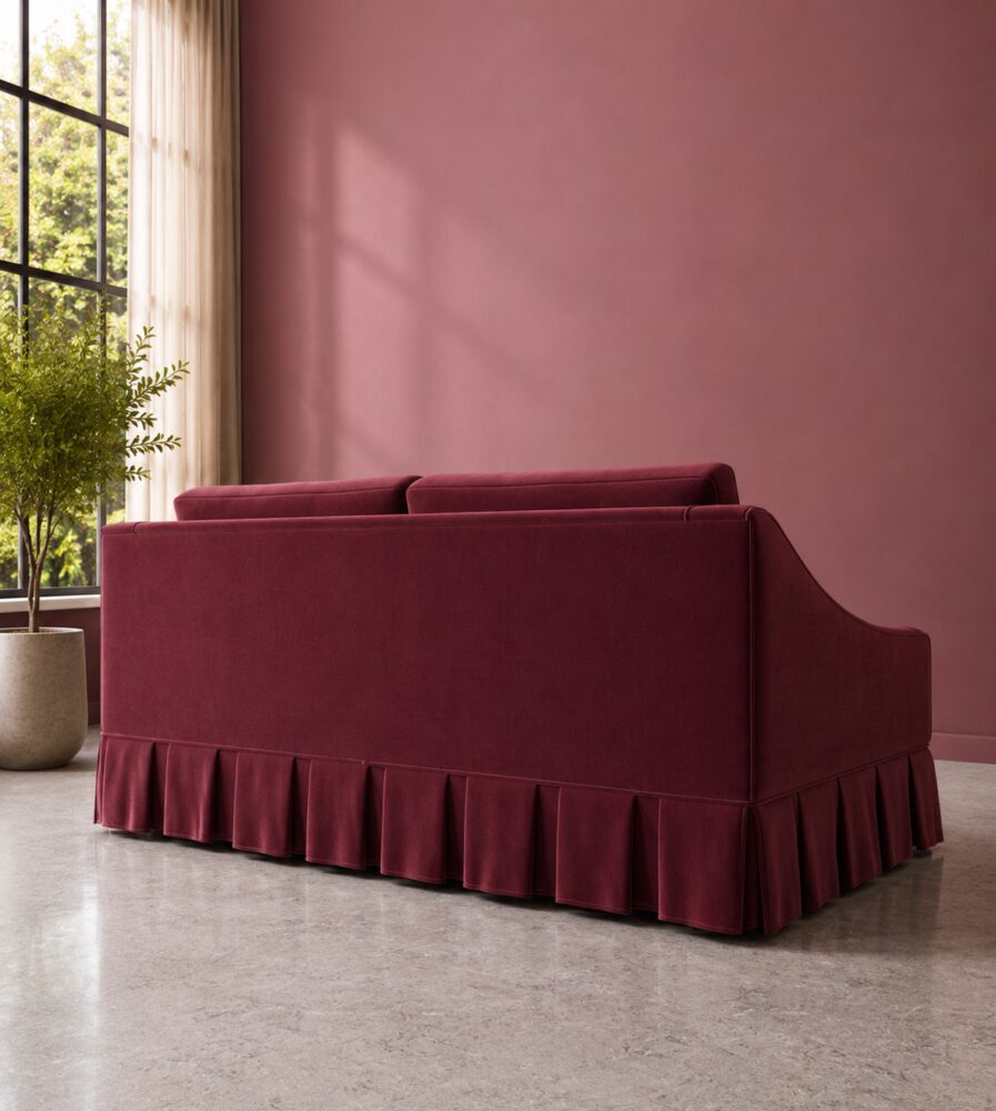 Hambleton 2 Seater Sofa - Maroon Velvet - Image 4