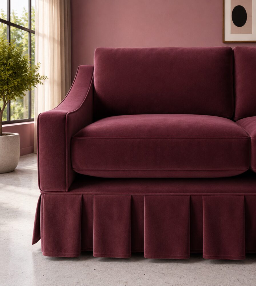 Hambleton 2 Seater Sofa - Maroon Velvet - Image 2