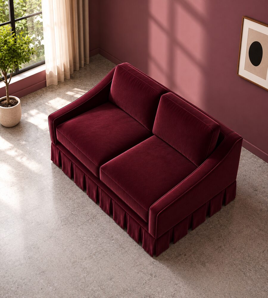 Hambleton 2 Seater Sofa - Maroon Velvet - Image 3