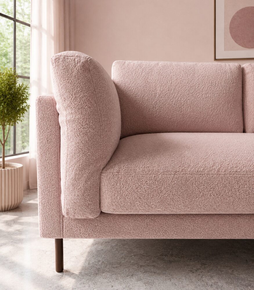 Indora 2 Seater Sofa - Blush Pink Boucle - Image 4