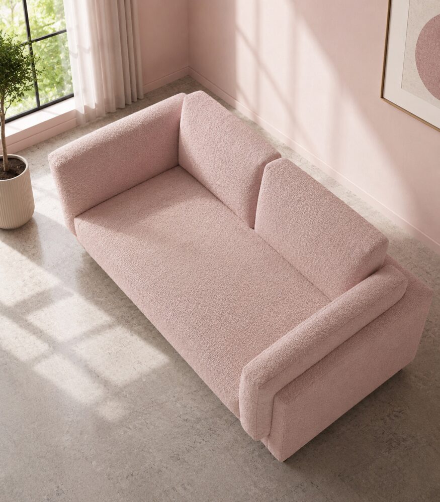 Indora 2 Seater Sofa - Blush Pink Boucle - Image 2