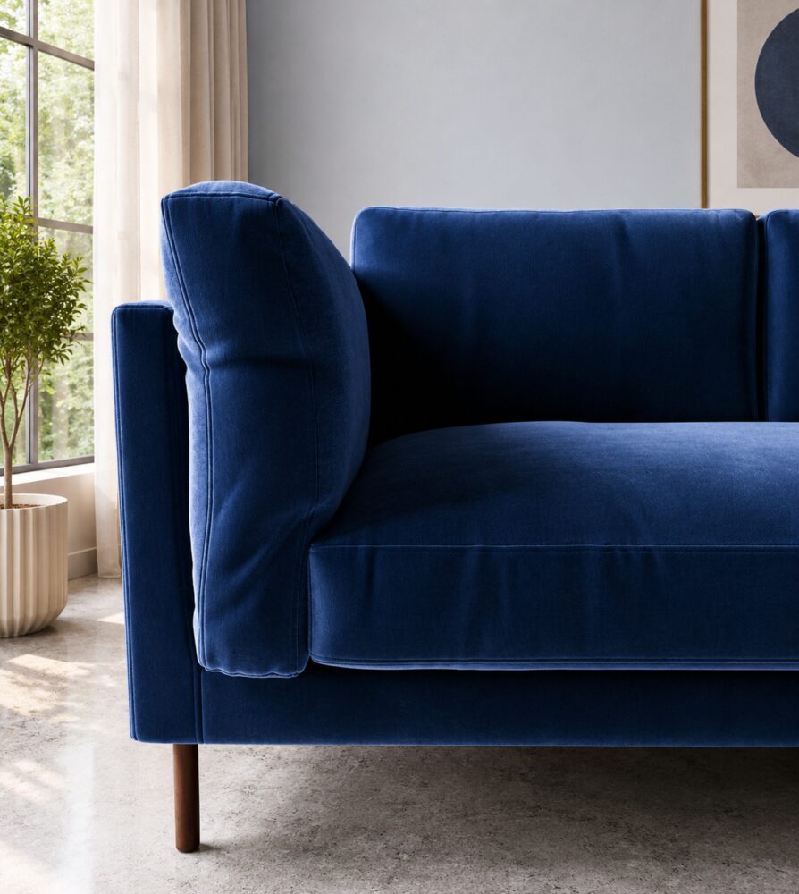 Indora 2 Seater Sofa - Cobalt Blue Velvet - Image 3
