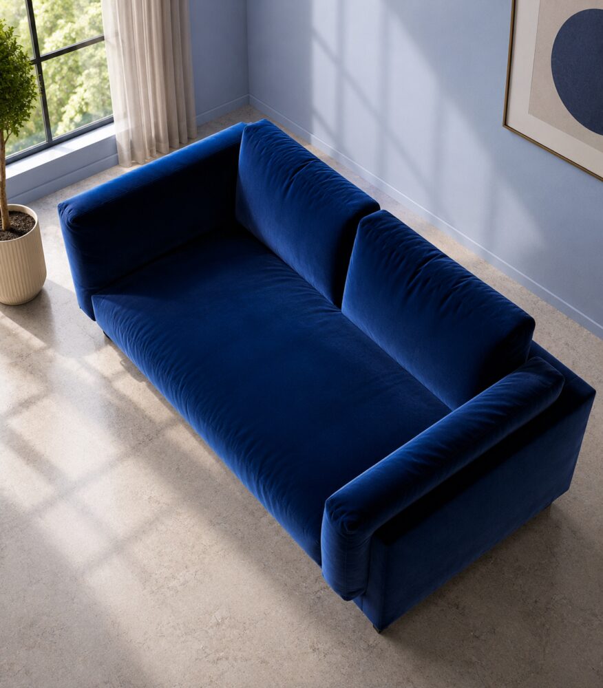 Indora 2 Seater Sofa - Cobalt Blue Velvet - Image 2
