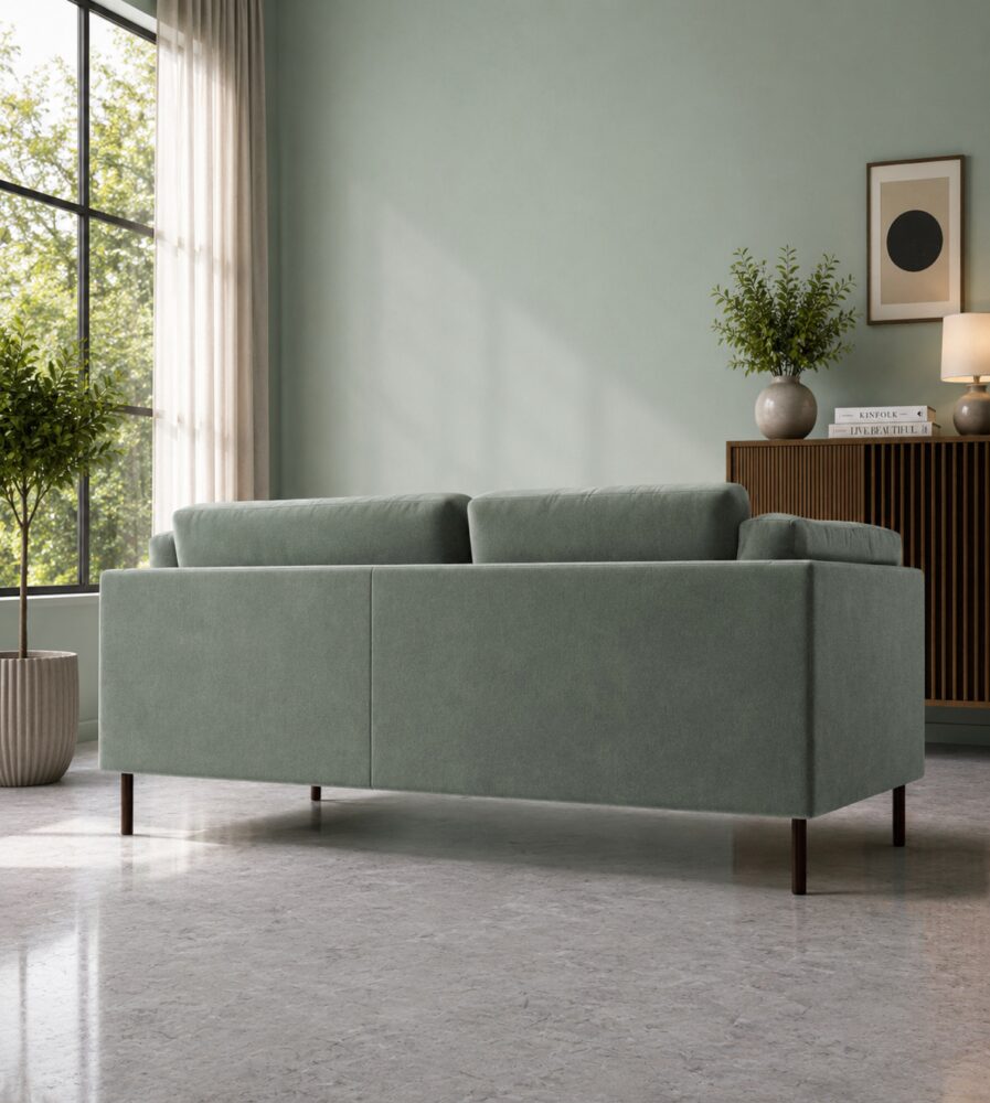 Indora 2 Seater Sofa - Mint Green Suede - Image 2
