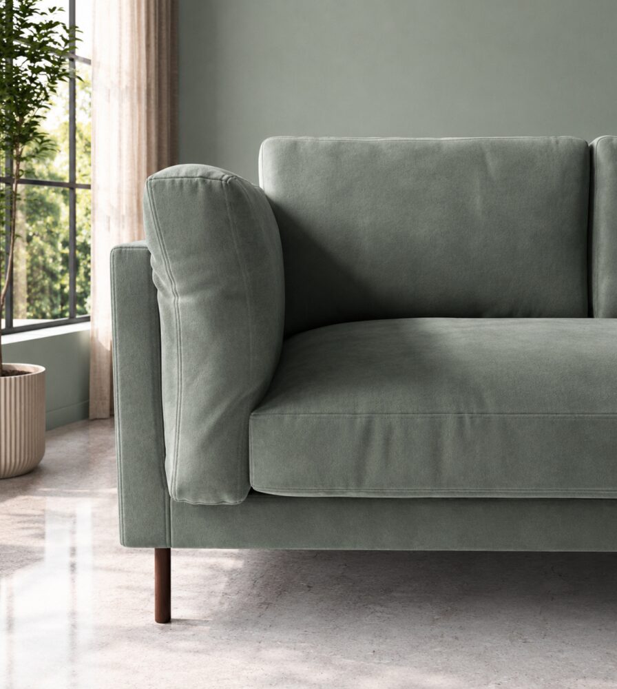 Indora 2 Seater Sofa - Mint Green Suede - Image 3