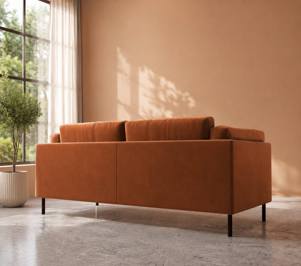 Indora 2 Seater Sofa - Rust Suede - Image 2