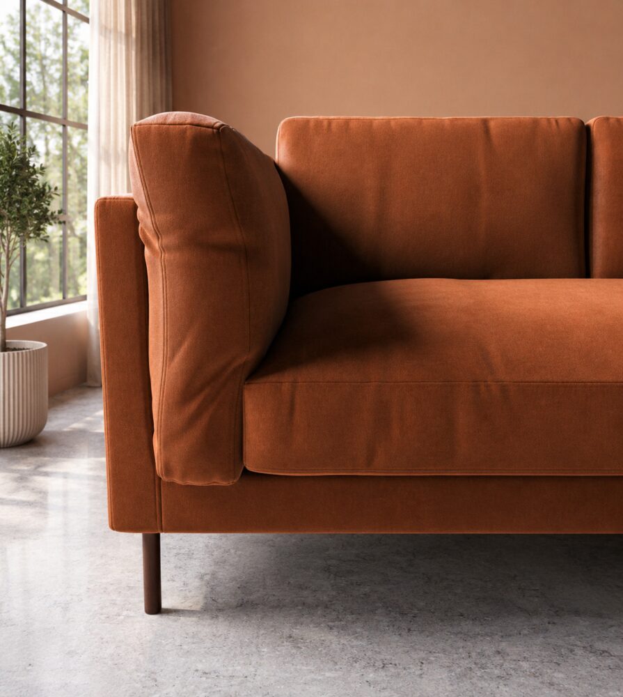 Indora 2 Seater Sofa - Rust Suede - Image 3