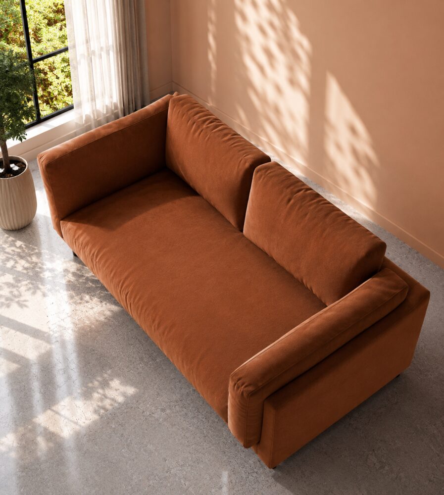 Indora 2 Seater Sofa - Rust Suede - Image 4