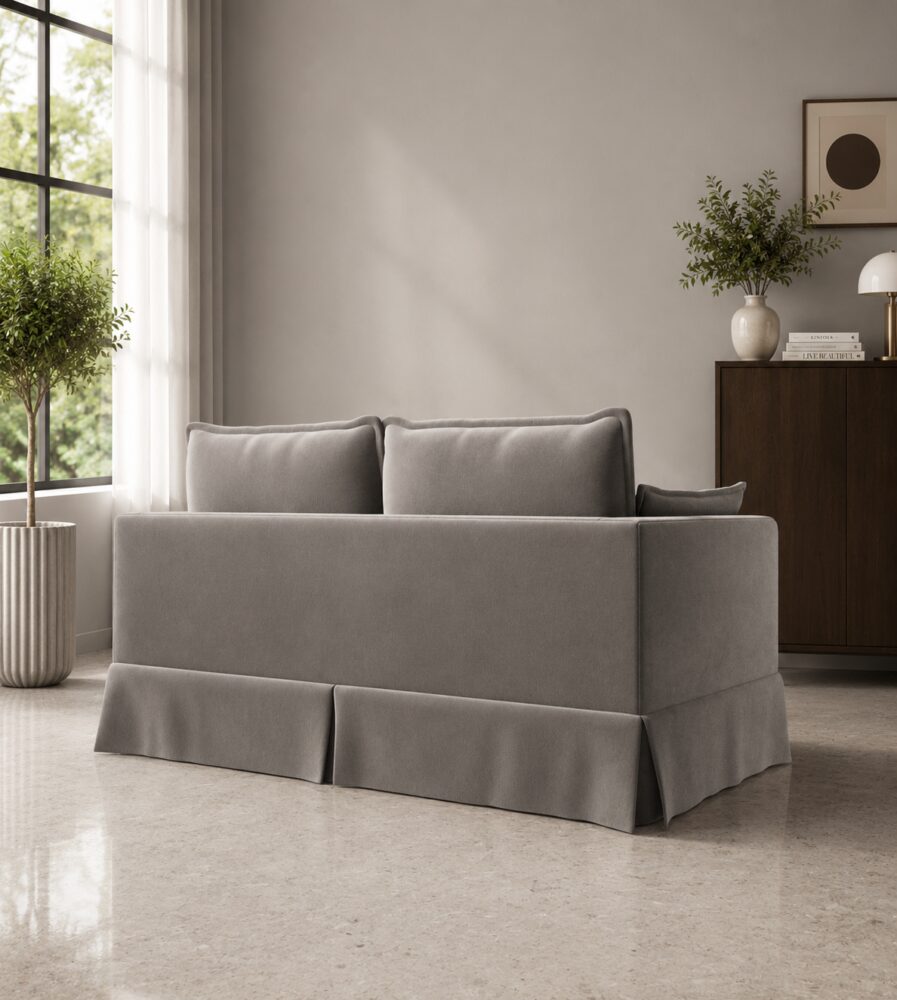 Keswick 2 Seater Sofa - Cement Grey Velvet - Image 3