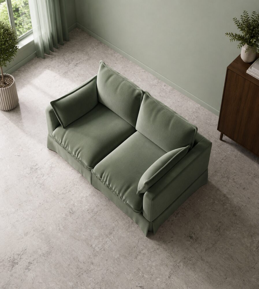 Keswick 2 Seater Sofa - Forest Sage Velvet - Image 4