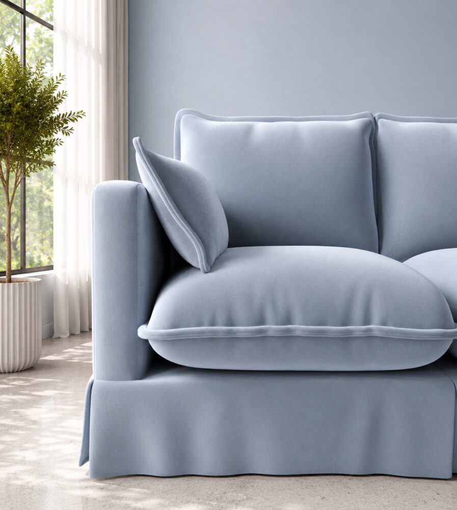 Keswick 2 Seater Sofa - Powder Blue Velvet - Image 3