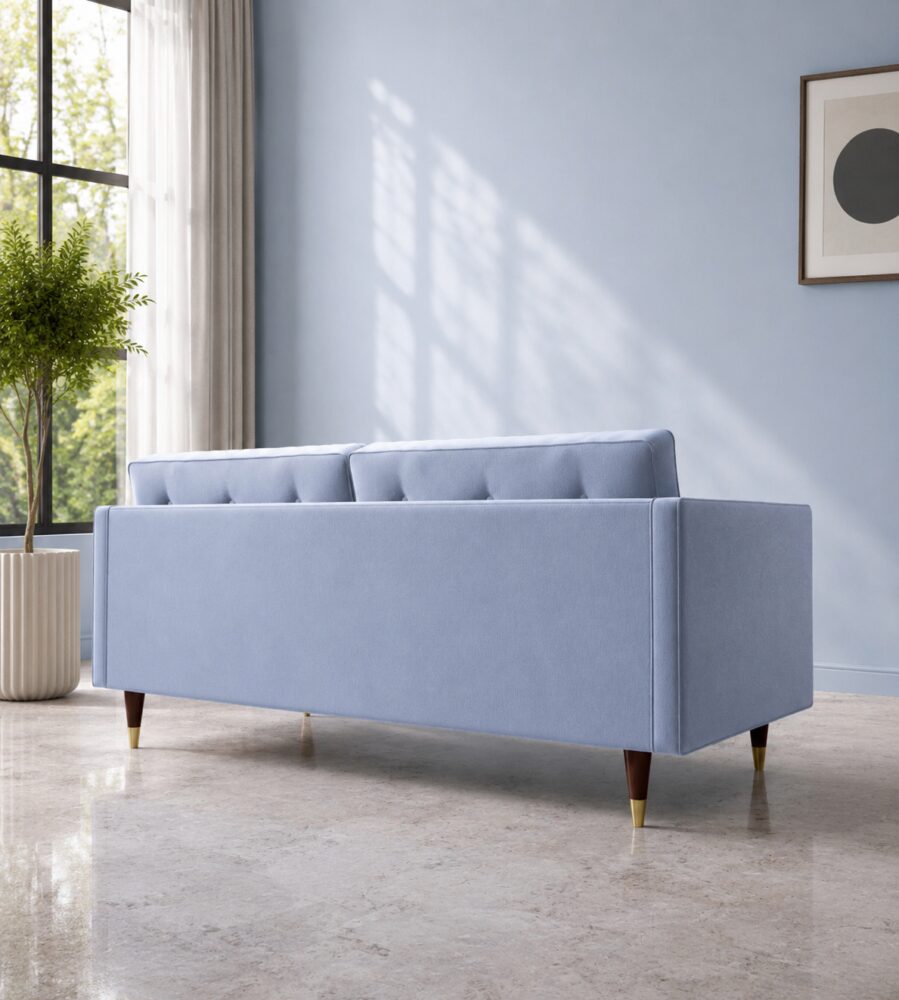 Porto 2 Seater Sofa - Powder Blue Velvet - Image 4