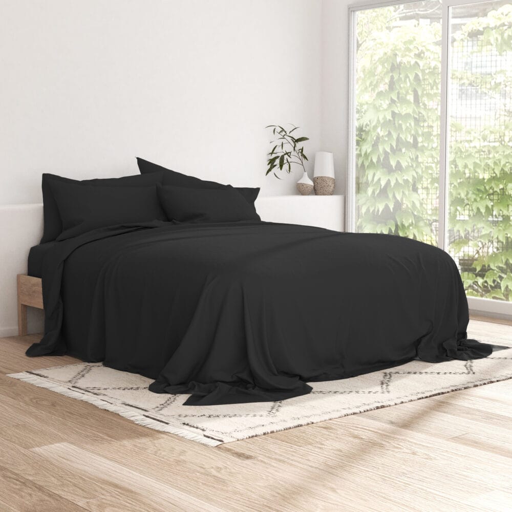 Bedsheet With Pillow Cover - Charcoal Cotton