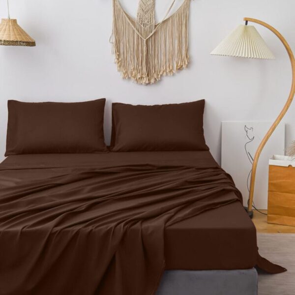 Bedsheet With Pillow Cover - Chocolate Brown Cotton