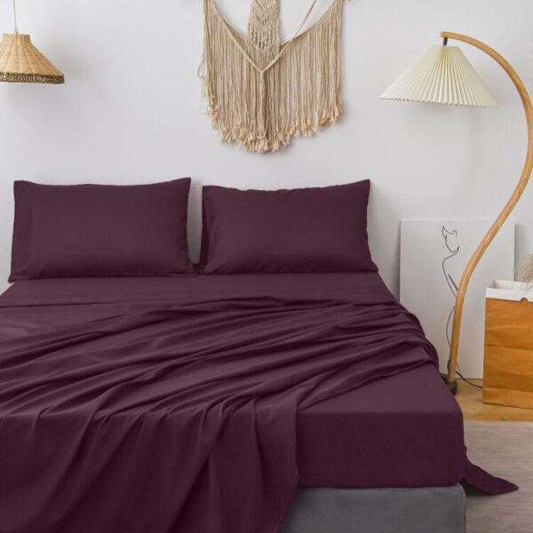 Bedsheet With Pillow Cover - Grape Wine Cotton