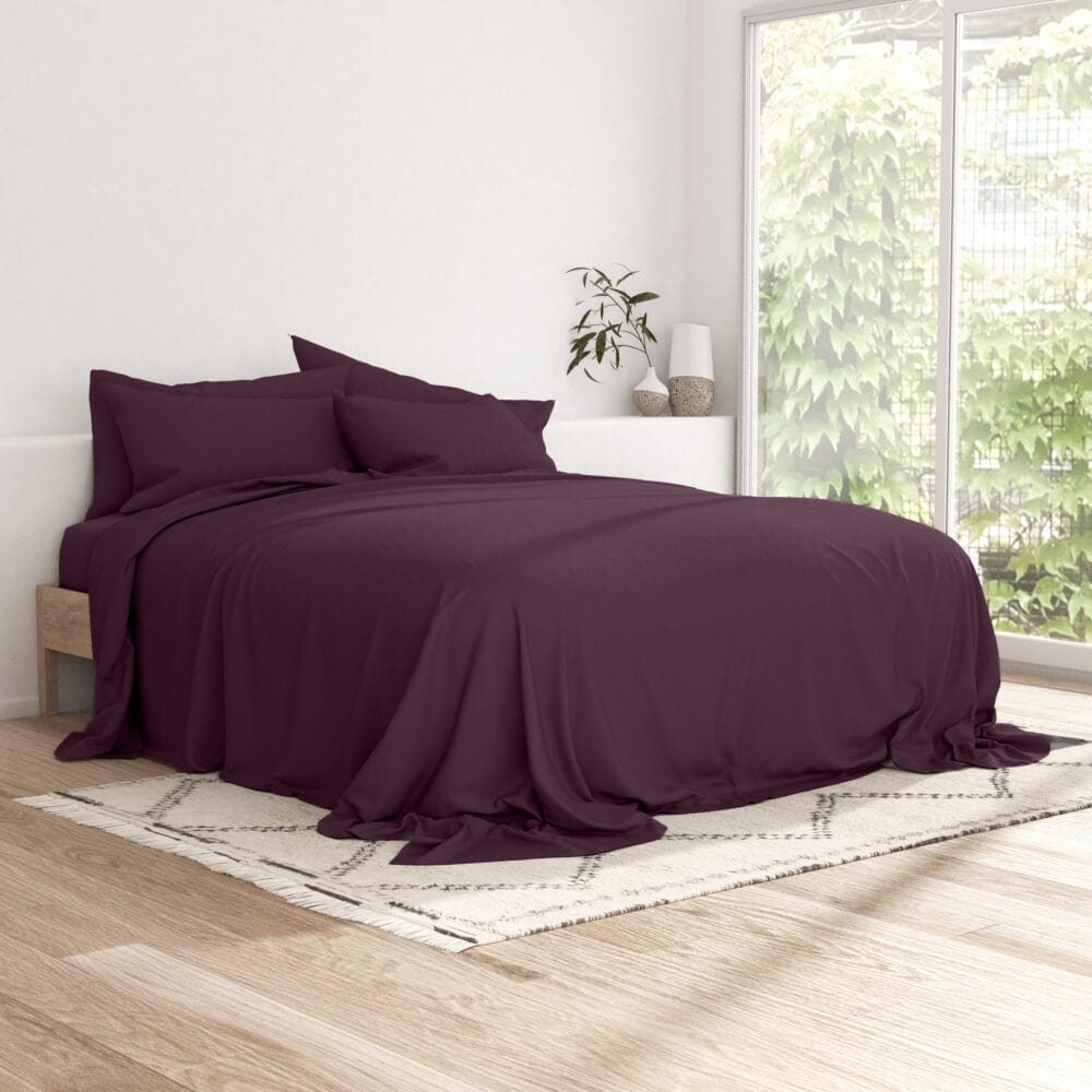 Bedsheet With Pillow Cover - Grape Wine Cotton - Image 8