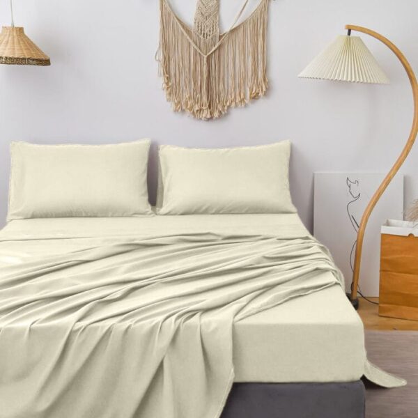 Bedsheet With Pillow Cover - Ivory Cotton