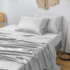 Bedsheet With Pillow Cover - Light Grey Cotton - Thumbnail Image 2