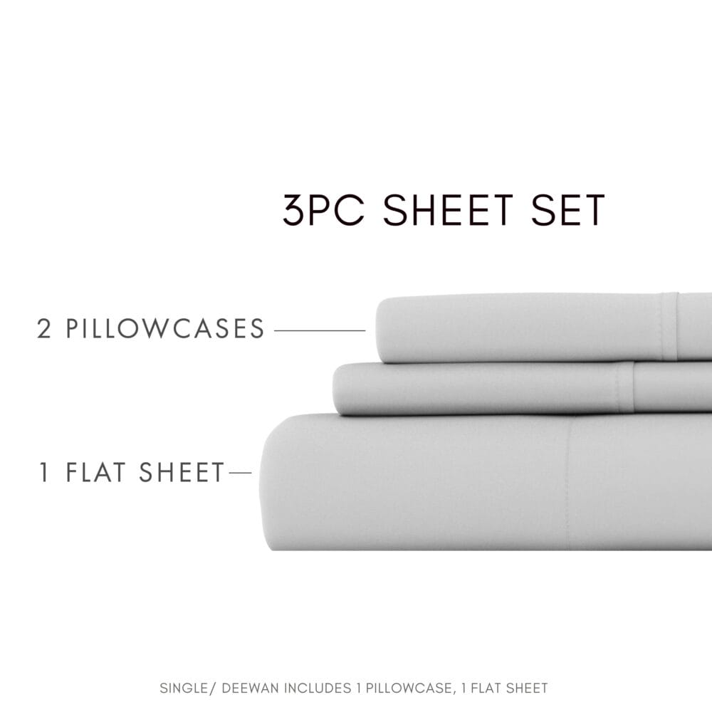 Bedsheet With Pillow Cover - Light Grey Cotton - Image 4