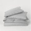 Bedsheet With Pillow Cover - Light Grey Cotton - Thumbnail Image 5