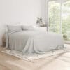 Bedsheet With Pillow Cover - Light Grey Cotton - Thumbnail Image 7