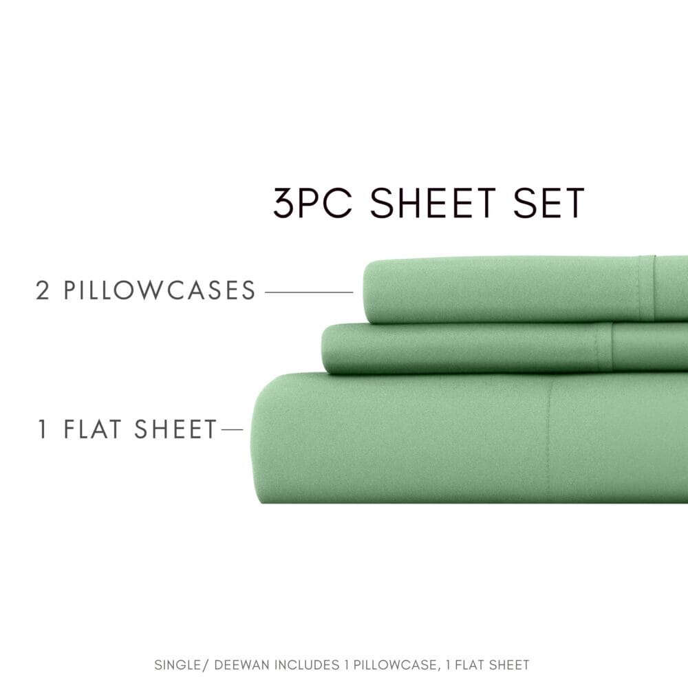 Bedsheet With Pillow Cover - Mint Green Cotton - Image 2