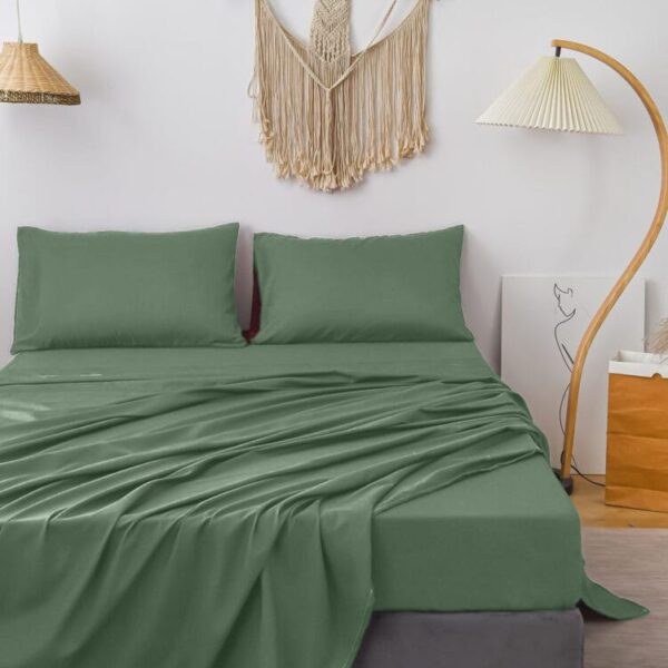 Bedsheet With Pillow Cover - Dark Mint Cotton