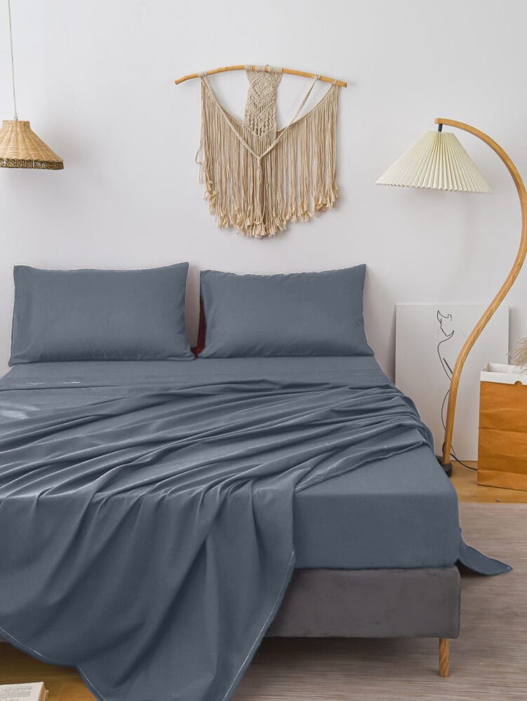 Bedsheet With Pillow Cover - Stone Cotton - Image 1
