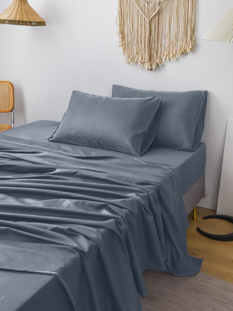 Bedsheet With Pillow Cover - Stone Cotton - Image 2
