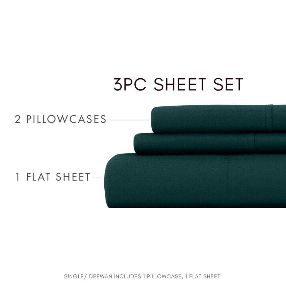 Bedsheet With Pillow Cover - Teal Green Cotton - Image 5