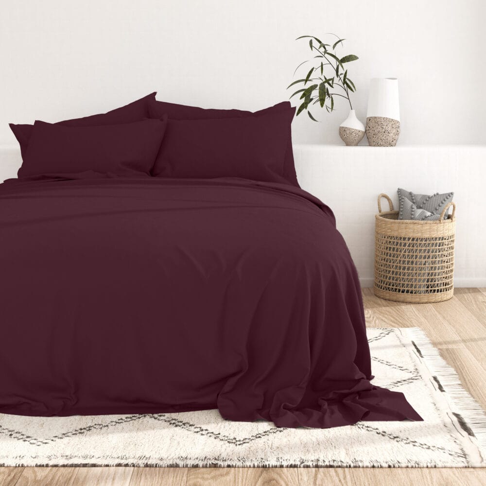 Bedsheet With Pillow Cover - Wine Cotton - Image 6