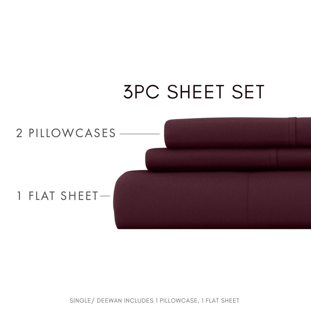 Bedsheet With Pillow Cover - Wine Cotton - Image 4