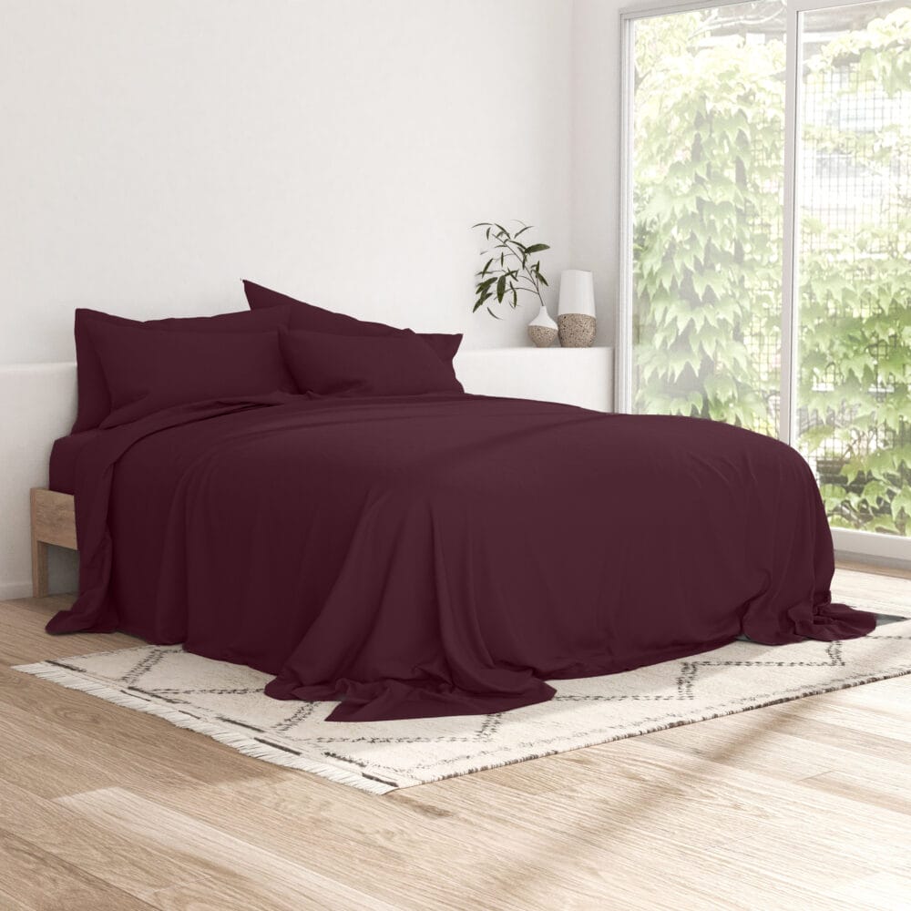Bedsheet With Pillow Cover - Wine Cotton - Image 2