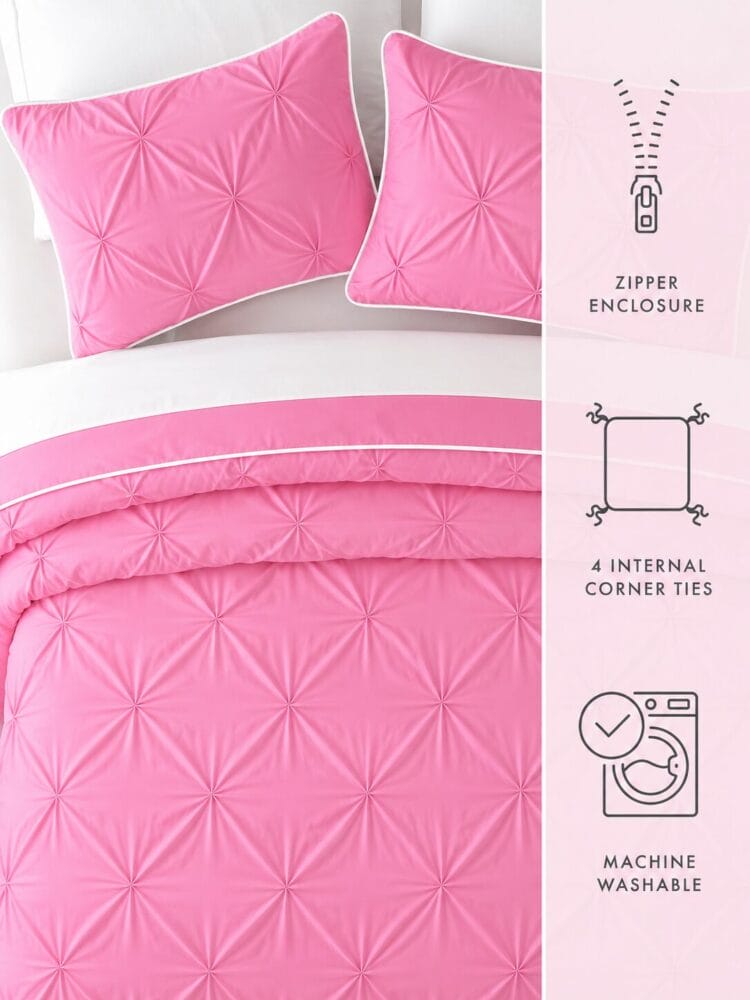 Pinch Style Comforter Cover with Pillow Cover - Barbie Pink - Image 2