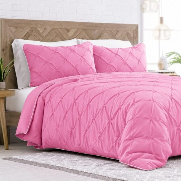 Pinch Style Comforter Cover with Pillow Cover - Barbie Pink