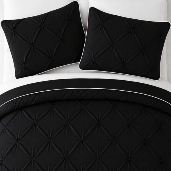 Pinch Style Comforter Cover with Pillow Cover - Black