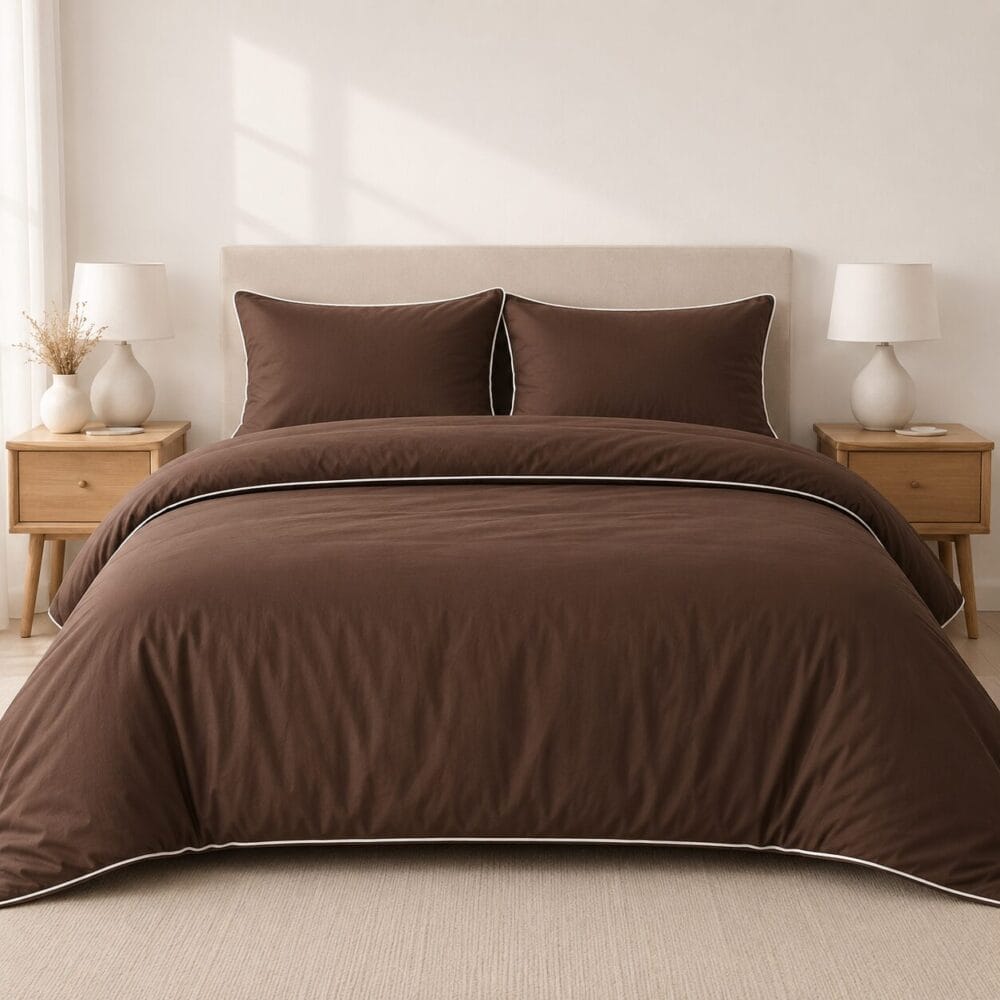 Comforter Cover with Pillow Cover - Chocolate Brown - Image 3